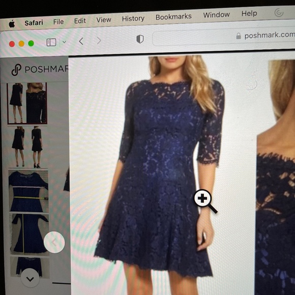 Eliza J Fit and Flare Lace Dress - Pretty Burgundy shade. - Picture 4 of 9